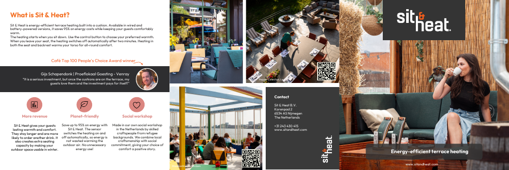 Cover of the Sit & Heat Hospitality brochure 2026 — English